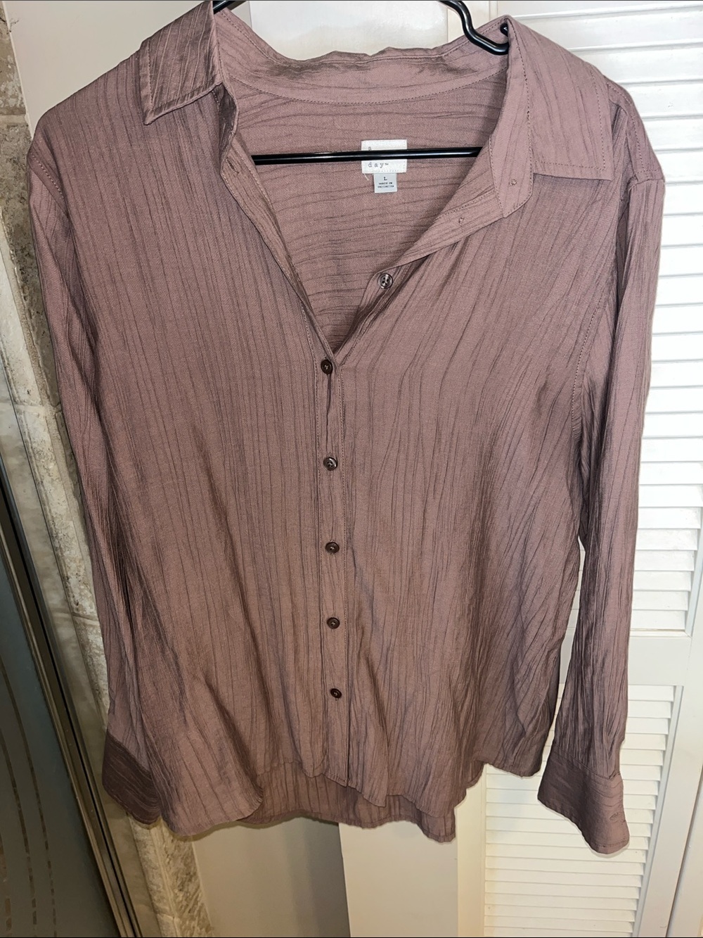 a new day Brown Button Front Top